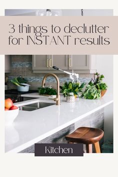 the kitchen counter is clean and ready to be used as an instant result