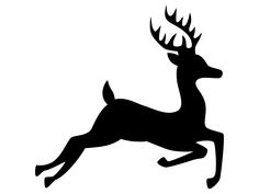 a black and white silhouette of a deer leaping