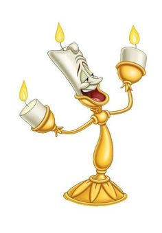 the beauty and the beast character holding two candles