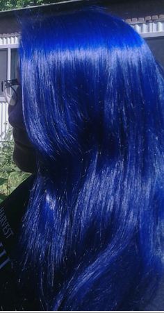 Bright Dark Blue Hair, Ultramarine Blue Hair, Dark Electric Blue Hair, Shades Of Blue Hair Color, Ocean Blue Hair Color, Long Light Blue Hair, No Bleach Hair Dye For Dark Hair, Long Blue Hair, Electric Blue Hair