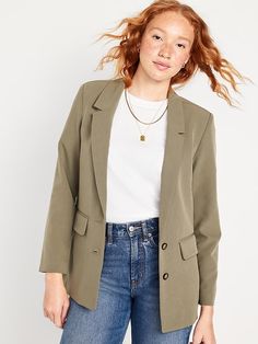 Taylor Relaxed Suit Blazer for Women | Old Navy Blazer For Women, Branding Photoshoot, Photoshoot Outfits, Jack Black, Notched Collar, Petite Size, Blazers For Women, Shoulder Pads, Blazer Suit