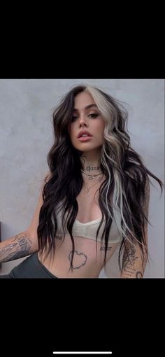 Skunk Hair, Split Dyed Hair, Hair Color Streaks, Hair Streaks, Tone Hair, Hair Dye Colors, New Hair Colors, Hair Inspiration Color, Hair Inspo Color