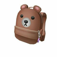 a brown backpack with a bear face on it