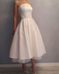 Princess Strapless A Line Tea Length Wedding Party Dress T1821 Fancy Prom Dresses, Elegant Homecoming Dresses, Stylish Prom Dress, A Line Prom Dress, Beautiful Evening Dresses, Tea Length Wedding, Elegant Prom Dresses, Wedding Party Dress, A Line Prom Dresses