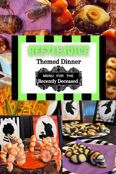 Beetlejuice Themed Dinner - Inspiring Magical Memories Beetlejuice Food, Food Ideas Appetizers, Themed Dinners Ideas, Family Movie Night Snacks, Halloween Themed Movies, Beetlejuice Party, Theme Dinners, Themed Meals, Disney Themed Movie Night