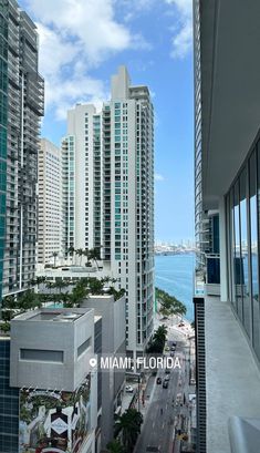 high rise buildings line the waterfront in miami