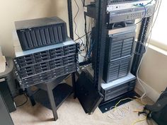 there are two servers in the room next to each other and wires running through them