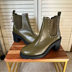 Bcbg Generation Hunter Green Studded Heeled Boots. New With Tags, But I Do Not Have The Box They Came In. Feel Free To Ask If You Have Questions! Studded Heels, Hunter Green, Shoes Heels Boots, The Box, Shoes Women Heels, Heeled Boots, Shoes Heels, Feel Free, Women Shoes