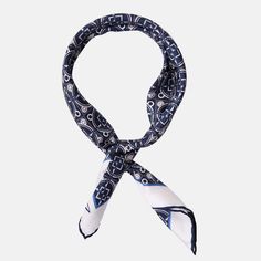 Italian Navy Large Silk Bandana - Elizabetta Elegant White Bandana Scarf, Elegant White Bandana, Elegant Blue Scarf With Bandana Print, Elegant Blue Bandana, Men Scarves, Large Bandana, Silk Bandana, Medallion Pattern, Como Italy