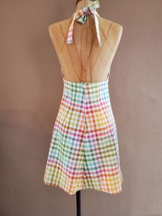 1970's Inspired Gingham Halter Picnic Dress / Cottagecore Dress / Handmade Slow Summer Fashion Retro Plaid Summer Dress, Retro Plaid Dresses For Picnic, Retro Cotton Dress For Picnic, Retro Cotton Plaid Dress, Retro Gingham Dress For Picnic, Retro Plaid Cotton Dress, Slow Summer, 80s Inspired Outfits, Gingham Picnic