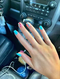 Acrylic Nails Preppy Summer, Summer Color Short Nails, Cute Short Acrylic Nails For Sports, Summer Cute Short Nails, Nails Acrylic Coffin Summer Short, Short Simple Gel Nails Summer, Short Round Acrylic Nails Design Summer, Square Round Nail Designs Summer, Short Square Acrylic Nails Preppy