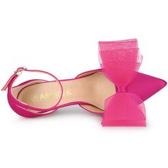 These beautiful bow-tie heels come in a flattering match-all color, bonus points for the glossy satin fabric finish, and sky-high stiletto heels that help you slip in easily with all your outfits. This pair of bow-tie heels has a satin upper and a stiletto heel to add a touch of height and style to your everyday look. The buckle closure allows you to adjust this pump to fit your ankle well. Pointed Toe Heels With Bow Straps For Party, High Heels With Bow Straps For Events, Pink Pointed Toe Heels With Bow Straps, Spring Event Heels With Satin Bow, Party Heels With Bow And Pointed Toe, High Heel Spring Heels With Detachable Bow, Party Heels With Satin Bow, Summer High Heels With Detachable Bow, Pink Party Heels With Bow Straps