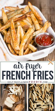 air fryer french fries with ketchup on the side