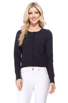 Channel your inner Jackie O with our Gem Button Light Weight Cardigan. With luxurious buttons that add a touch of elegance, this classic cardigan will elevate any outfit. Stay stylish and comfortable with this lightweight piece. Perfect for any occasion! 50% polyester/50% cotton fabric stretches, slim fit - size up if you prefer a comfy larger style import S: 32.0 (Bust) M: 33.5 (Bust) L: 35.0 (Bust) Elegant Cotton Button-up Sweater, Fall Cotton Cardigan For Business Casual, Elegant Cotton Sweater With Button Closure, Cotton Cardigan With Button Closure, Elegant Cotton Sweater With Buttons, Elegant Button-up Sweater For Business Casual, Business Casual Cotton Cardigan For Fall, Classic Button-up Cotton Cardigan, Solid Cotton Cardigan With Buttons