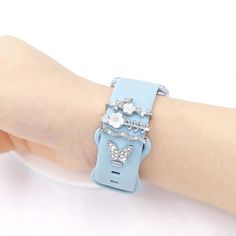 Elevate your Apple Watch with our Floral Charms. Add some fashionable flair to your wrist with these eye-catching charms. Each charm is carefully crafted to add a touch of elegance to your daily tech companion. Upgrade your style game with our Apple Watch Floral Charms. Butterfly Watch, Watch Stand, Rhinestone Watches, Diamond Decorations, Studded Nails, Apple Watch Accessories, Metal Charms, Sentimental Gifts, Metal Charm