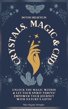 an advertisement for crystals, magic and care