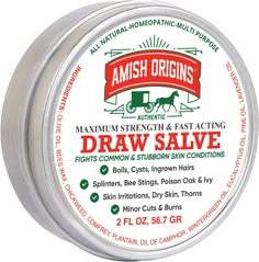 PRICES MAY VARY. Amish Origins Drawing Salve Ointment, 2 oz, for Boil Support, Maximum Strength Fast Acting Draw Salve for Splinters, Bee Stings, Cyst, Anti Itch Cream, Poison Ivy Oak Relief, Made in USA Pleasant Smell, Natural Fresh Honey, Levander Scent 100% Natural Ingredients: Our salve features a natural aroma and is made from a unique fusion of Olive oil, comfrey oil, Pine oil, beeswax, lavender Oil, eucalyptus, Camphor Oil, Chickweed Amish Origins Drawing Salve Ointment, 2 oz, for Boil Su Mosquito Bite Itch Relief, Mosquito Bite Itch, Comfrey Oil, Drawing Salve, Pine Oil, Anti Itch Cream, Spider Bites, Anti Itch, Bee Sting