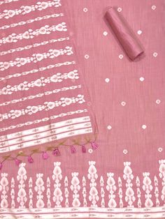 Product Details Pink Ikat Unstitched Salwar Suit in Muga Cotton Elevated with Thread Woven Work Accompanied by an Unstitched Kurta, Bottom and Dupatta with Tassels Comes with the Vishnu Weaves Promise of Premium Quality Size & Fit Kurta & Bottom : 5.50 Mtrs Dupatta : 2.30 Mtrs Material & Care Dry Wash Only Festive Pink Lawn Suit With Embroidered Border, Cotton Unstitched Suit With Traditional Patterns, Semi-stitched Pink Sets With Traditional Patterns, Pink Semi-stitched Sets With Traditional Patterns, Semi-stitched Slub Silk Suit With Embroidered Border, Unstitched Palazzo Set For Eid With Traditional Patterns, Eid Unstitched Traditional Palazzo Set, Pink Cotton Silk Sets With Embroidered Border, Pink Unstitched Suit With Embroidered Border For Designer Wear