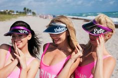 For you as a bride or for your whole squad, wear a visor that shares with the world this happy life event! A custom visor with printing for a bachelorette party is the best accessory for a customized swimsuit or a beach cover up. ☆☆☆Customized Holographic Sun Visors☆☆☆Perfect for Bachelorette, Pool, Boat Parties and ANY EVENTS! ☆COLOR☆Black, Gold, Silver, Pink, Blue, Purple Our sun visors are customized with Heat Press Vinyl! ☆SIZE☆ OS - One Size, adjustableProcessing time 2-5 Business days. Please order Your Visors in advanceShipping :First Class - 4-6 Business days Priority Class - 2-4 Days Express Priority - 1-2 Days SHIPPING IS AFTER OUR PROCESSING TIME ! Bachelorette Party Retro, Bachelorette Pool, Bachelorette Diy, Custom Bachelorette, Perfect Bride, Boat Party, Bride Squad, Heat Press Vinyl, Bachelorette Party Favors