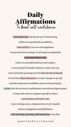 the daily affirmations page is shown in black and white, with an orange border