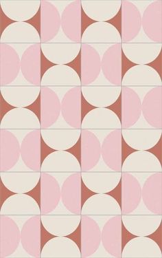 a pink and white wallpaper with circles in the middle, on top of each other