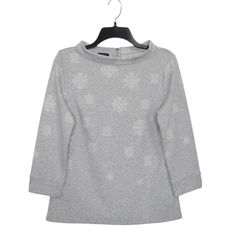 Talbots Top Womens S 3/4 Sleeve Gray White Cotton Blend 1/4 Zip Back Snowflakes Snowflake Pattern, Women's Wardrobe, Zipper Detail, 1/4 Zip, Womens Clothing Tops