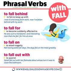 an english poster describing phrasal verbs with fall