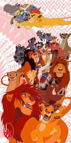 the lion king is surrounded by many different animals