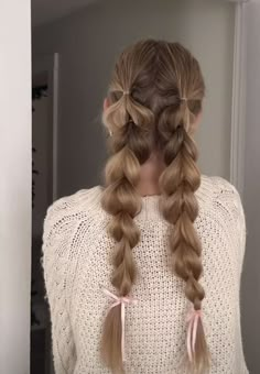 Updo Hair For Work, Cute Hair Styles For School 6th Grade, Long Hairstyles With Extensions, Blonde Hair With Bow, Hair Inspo Styles, Cute Braids For Long Hair, Hairstyles For Long Brown Hair, Long Braid Hairstyle, Cute Hair For School