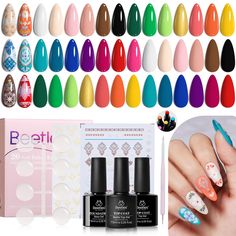 PRICES MAY VARY. 【New Arrival Bohemian Color Set】We put together the top 20 trendiest new colors gel nail polish for the year of 2024, so you could display a colorful, stylish, modern manicure every time for holidays! This spring summer color gel can create various nail styles, such as french nails, swirl nails,...perfect for nail lovers with different skins. 【Personal Style】What you get: 20 Colors of 5ml Beetles Spring Summer Bohemian Gel Nail Polish, 7.5ml Gel Base Coat, 7.5ml*2 No Wipe Glossy Matte Gel, Summer Gel Nails, Gel Nail Polish Set, Led Nail Lamp, Nail Art Pen, Bohemian Colors, Foil Nails, Nail Polish Sets, Nail Art Brushes