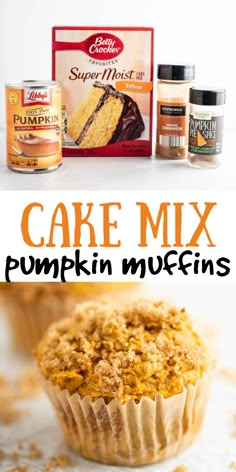 cake mix muffins with the title above it