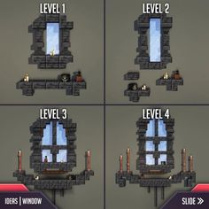 four different views of a window in a game