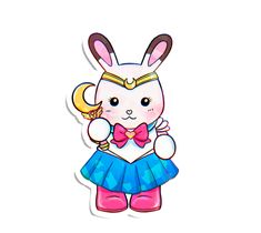 a cartoon bunny with a bow tie and skirt