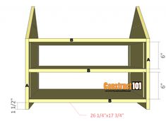 the plans for a bookcase with two shelves on each side and one shelf at the top