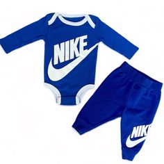 Nike 0-6 Month Baby Boy Sweatpants & Long Sleeve Bodysuit Matching Outfit Set Washed Once & Never Worn Inventory Bin 18 Baby Boy Clothes Nike Cotton Onesie For Loungewear, Blue Cotton Bodysuit For Loungewear, Nike White Long Sleeve Set, Long Sleeve Blue Bodysuit For Playwear, Nike Blue Playtime Sets, Nike Blue Cotton Sets, Blue Sporty Bodysuit For Loungewear, Nike Long Sleeve Blue Set, Sporty Blue Bodysuit For Loungewear