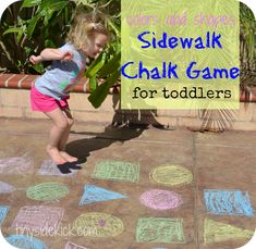 Chalk Activity, Sidewalk Chalk Games, Simply Draw, Chalk Activities, Teach Colors, Fun Outdoor Games, Outdoor Games For Kids, Toddler Activity