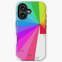 a colorful phone case with the numbers and colors in different shades on it, including red, green, blue, yellow, pink, purple