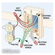 an electrical wiring diagram with two switches and three wires attached to the outlet in the wall