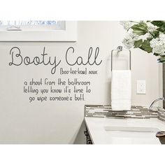 It doesn't mean what you think it does! These wall decals for the bathroom are a sure-fire way to get some laughs. If you are looking for some funny bathroom wall decor ideas, we have you covered! Let this decal bring some good-hearted laughs to your home. Trinx Size: 6" H x 10" W x 0.18" D, Color: Grey | Trinx Bathroom Wall Decal 6.0 H x 10.0 W in gray / blackVinyl in Grey | 6" H x 10" W x 0.18" D | Wayfair | Home Decor