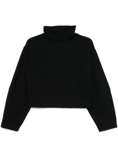 black jersey texture high cowl neck dart detailing drop shoulder long sleeves straight hem cropped Wardrobe Edit, Yoko London, Black Jersey, Iconic Bags, Boots Fall, Exclusive Fashion, Ski Wear, Sweater Black, Lady Dior