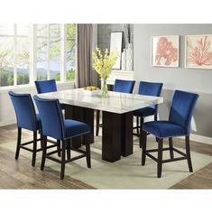 Dress to impress in your dining space with the Camila 5pc Counter Dining Set. Square Dining Table For 8, Square Pub Table, Dining Table For 8, Black Counters, Chair Options, Counter Height Chairs, Counter Height Dining Table, Counter Chairs, Counter Height Table