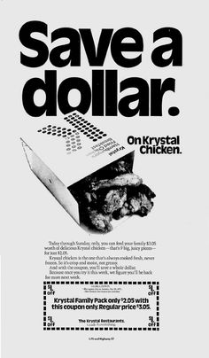 an advertisement for krispy kreme's chicken with the words save a dollar