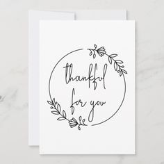 a thank card with the words, thank for you written in cursive writing