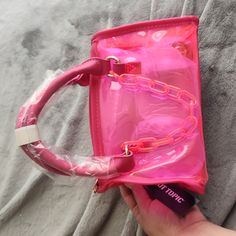 Bright Pink See Through Satchel Carry Or Use Shoulder Chain So Cute Pink Summer Bags With Chain Strap, Pink Party Bags With Clear Strap, Hot Topic Harry Potter, Black Moon, Pretty Guardian Sailor Moon, Shoulder Chain, Harry Potter Hogwarts, New Bag, Hot Topic