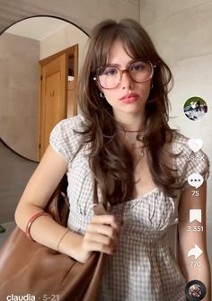 Square Haircut With Bangs, Trending Layered Haircuts, 90s Haircut Aesthetic, Messy Fringe Women, Side Bangs And Glasses, Haircut For People With Glasses, Layers And Bangs Haircut, Glasses And Bangs Haircuts, Short Hair With Long Layers And Curtain Bangs