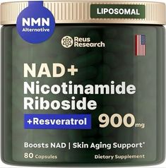 Reus Research NMN Supplement Alternative - Liposomal Nicotinamide Riboside, Resveratrol, Quercetin by Reus Research - High Purity NAD Supplement for Anti-Aging, Energy, Focus - 80 Capsules Supplement For Skin, Increase Testosterone Levels, Dna Repair, Increase Testosterone, Anti Aging Supplements, Daily Energy, Skin Aging, Mood Boost, Facial Skin Care