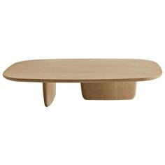 an oval wooden table with two legs on the top and one leg extended to the side