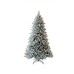 a white christmas tree with snow on it