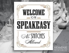 a sign that says welcome to the speakeasy no stitches allowed on a table