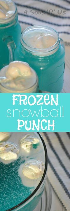 frozen snowball punch recipe in glass bowls